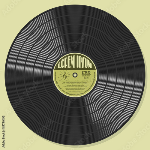 Vinyl, gramophone LP record. Vintage, Flat style Vector illustration