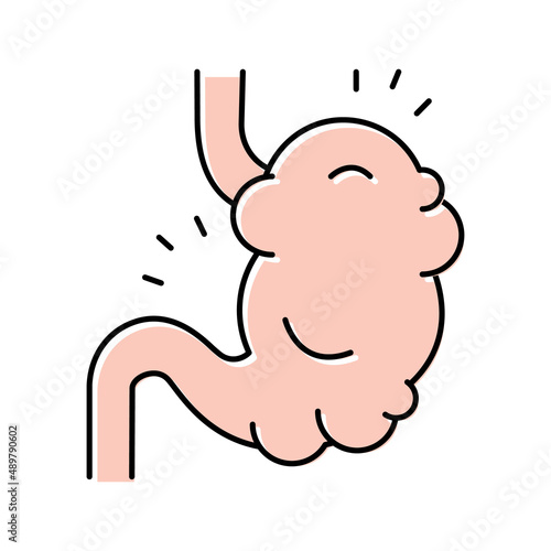 bloating digestion system color icon vector illustration