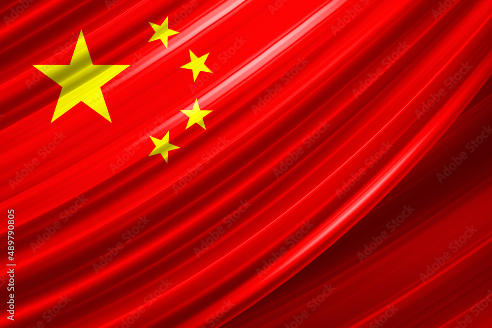 China flag design using its red color and yellow stars in a 3D waving style. Used as a background or a poster to represent a patriotic symbol of the country or for the Chinese national day event. China flag design using its red color and yellow stars in a 3D waving style. Used as a background or a poster to represent a patriotic symbol of the country or for the Chinese national day event.