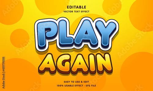 Foto play again editable text effect with modern and simple style