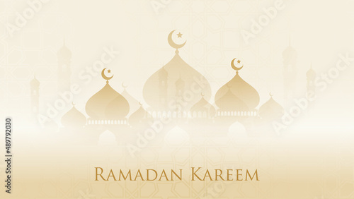 Ramadan Kareem background with mosque vector design inspiration