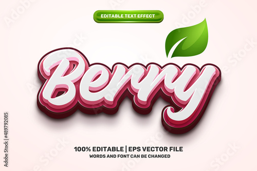 nature fresh berry fruits 3D logo mock up template Editable text Effect Style
