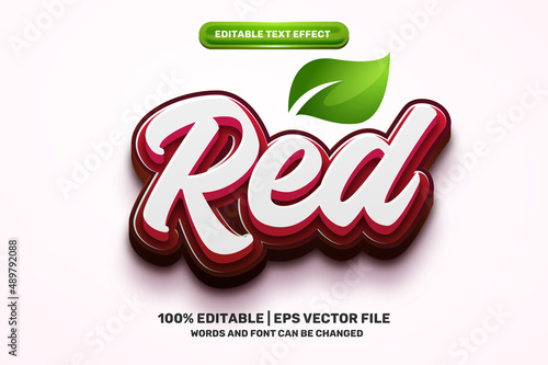 fresh red fruits 3D logo mock up template Editable text Effect Style
