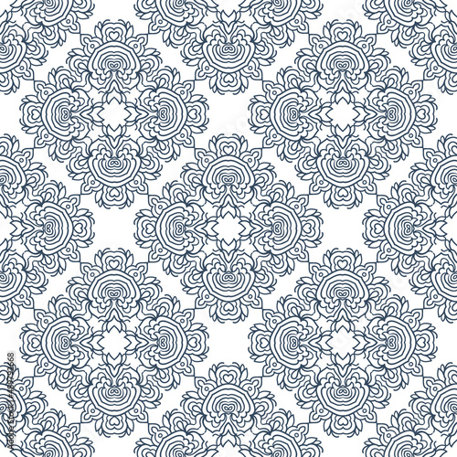 Black and white seamless pattern with arabesques