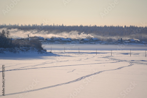 harsh village in the north of Yakutia in winter © Viktor