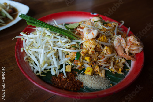 Pad Thai , Thai style noodles , Pad Thai on the table