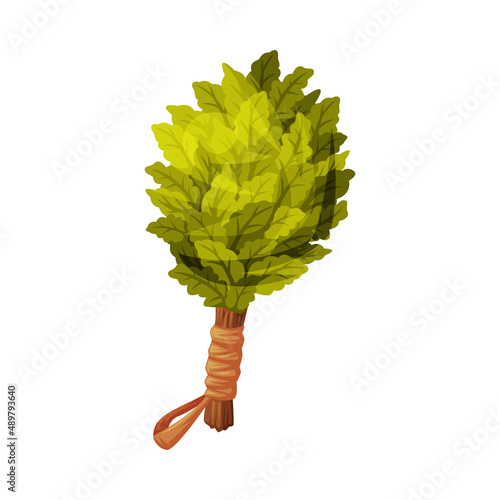 Oak Broom for Sauna as Finland Symbol and Attribute Vector Illustration