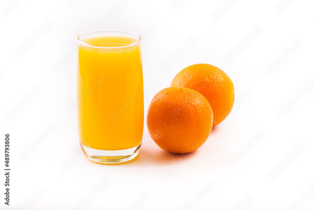 Orange juice glass with orange fruits. Isolated on white background. healthy, vitamin drink. Healthy lifestyle. Diet breakfast. Fresh juice. High resolution, copy space, text place. Orange juice glass with orange fruits. Isolated on white background. healthy, vitamin drink. Healthy lifestyle. Diet breakfast. Fresh juice. High resolution, copy space, text place.