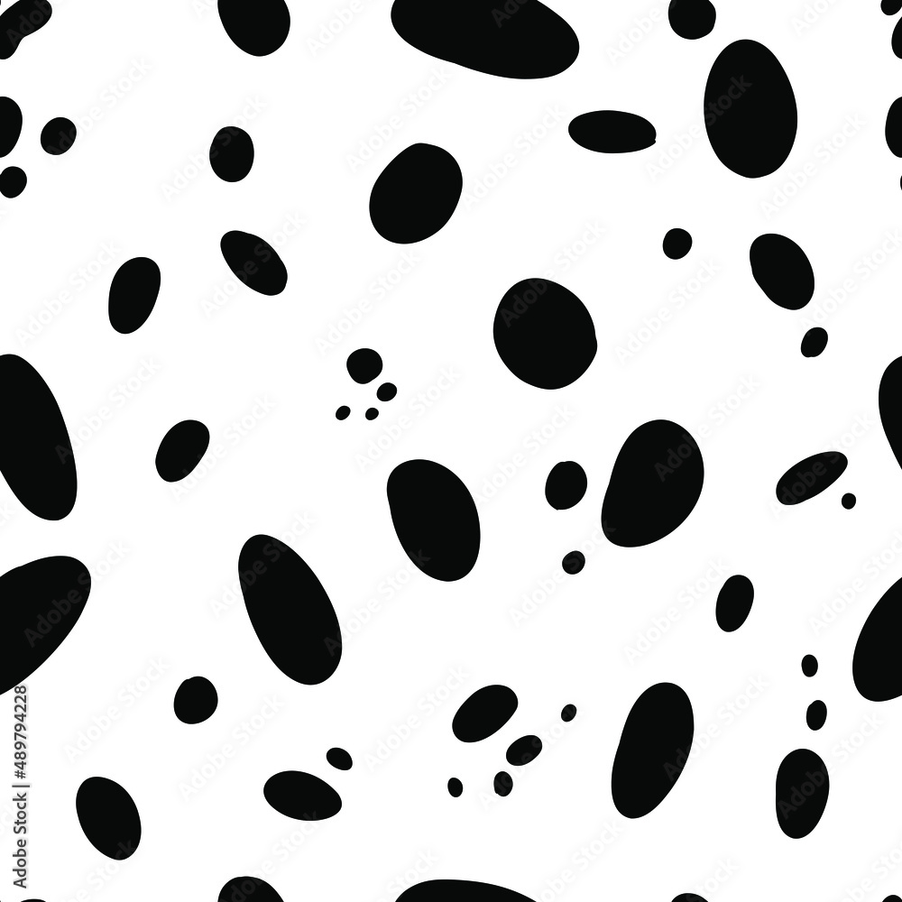 dalmatian spot seamless pattern, cow skin, leopard texture. Spotted background. Black and white dalmatian animal print. Stock vector illustration. dalmatian spot seamless pattern, cow skin, leopard texture. Spotted background. Black and white dalmatian animal print. Stock vector illustration.