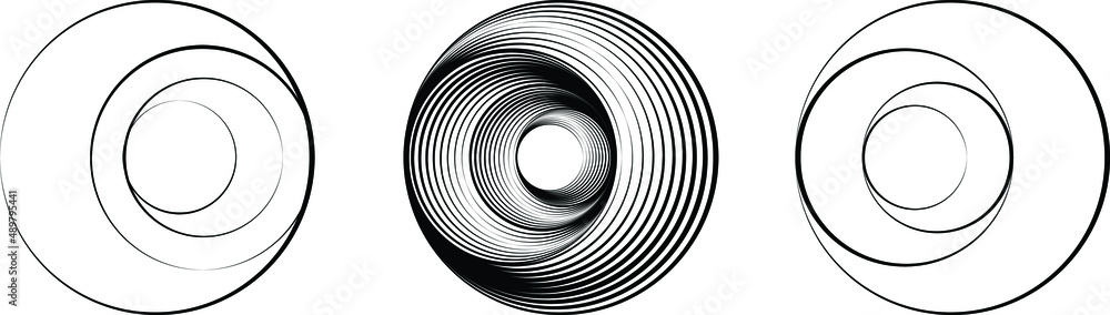 Lines in Circle Form . Spiral Vector Illustration .Technology round. Wave Logo . Design element . Abstract Geometric shape . - obrazy, fototapety, plakaty 