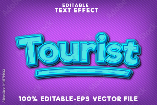 Editable text effect tourist with new modern comic style