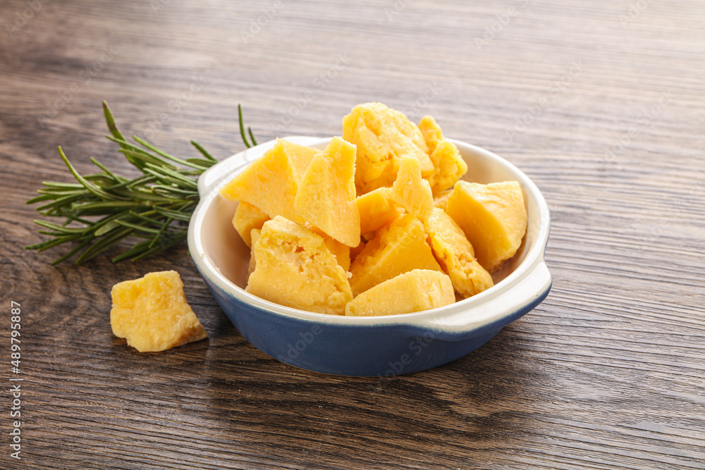 Pieces of delicous parmesan cheese Pieces of delicous parmesan cheese