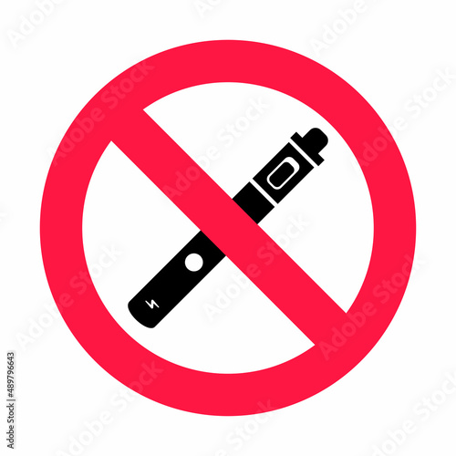No vaping sign. Red forbidden circle sign icon isolated on white background vector illustration. Vape and smoke and in prohibition circle.