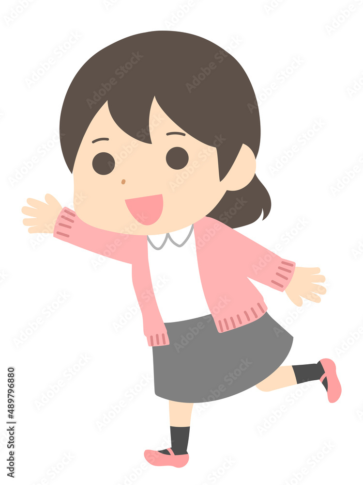 笑顔で走る女性のイラスト 笑顔で走る女性のイラスト
