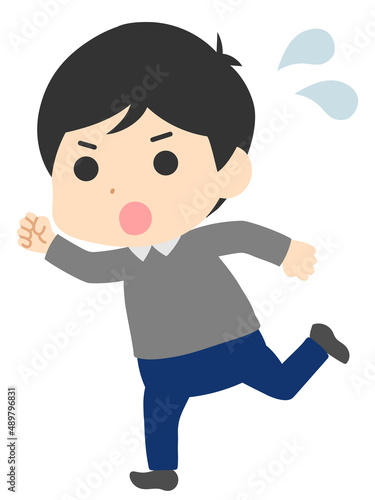 全力で走る男性のイラスト