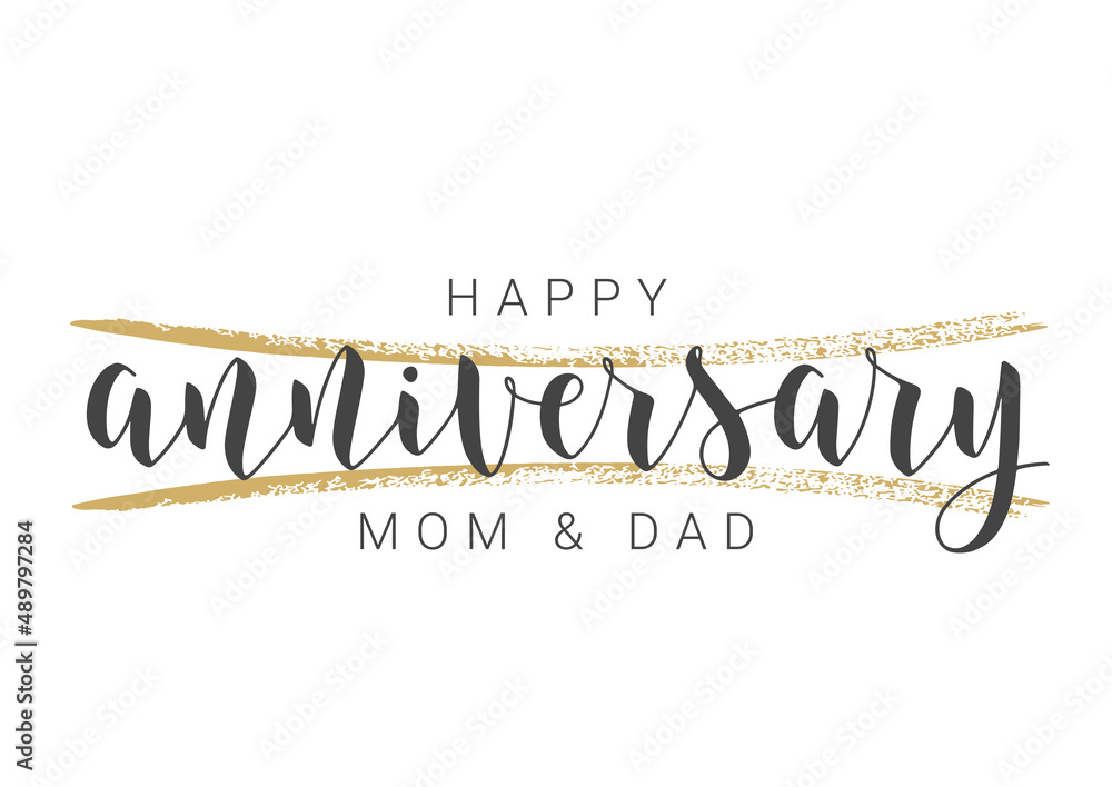 Vector Illustration. Handwritten Lettering of Happy Anniversary Mom and ...