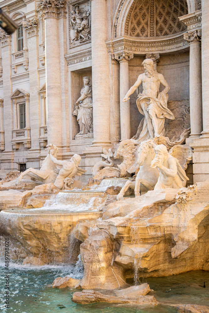 Fountains and marble statues in the City of Rome
