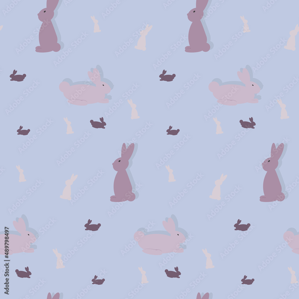 Vector seamless rabbit pattern. Template for textiles. wrapping paper, covers, scrapbooking, wallpaper.