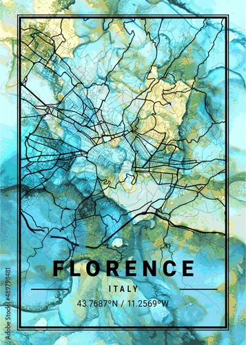 Fotografie, Obraz Florence Flowercup Marble Map