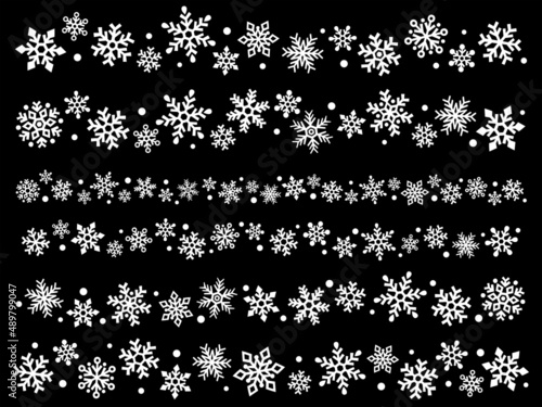 白い雪の結晶のラインセット