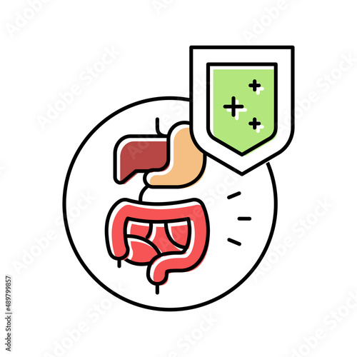 digestive tract immunity defense color icon vector illustration