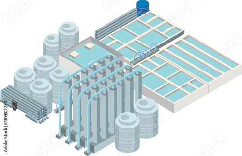 Isometric industrial area of desalination plant