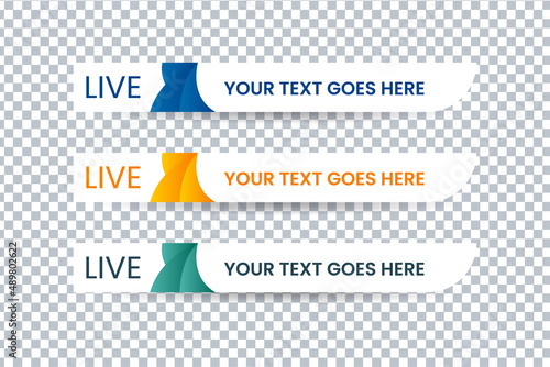 Set of bundle lower third vector design banner with yellow, blue and green shape strip color. Modern broadcast news lower for TV Bars, Breaking, Sport, Video Channel, Interface Sign, Screen, Show.