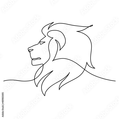 Lion portrait side face continuous line art drawing style, Design template linear minimal style. Vector illustration.
