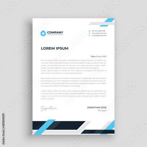 letterhead template vector, minimalist style, printing design, business template, flyer layout, Blue concept background