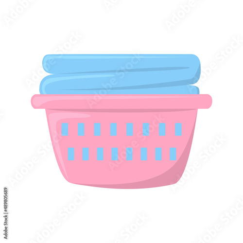 Vector washbowl for laundry with clothers isolated illustration