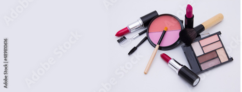 professional makeup cosmetics with copy space