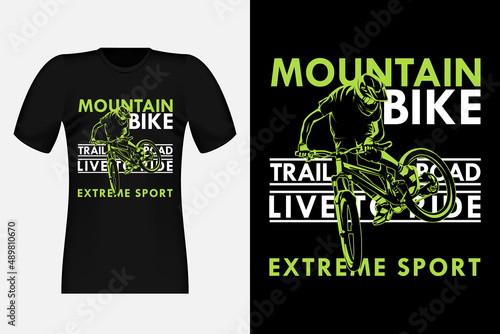 Mountain Bike Trail Road Silhouette Vintage T-Shirt Design