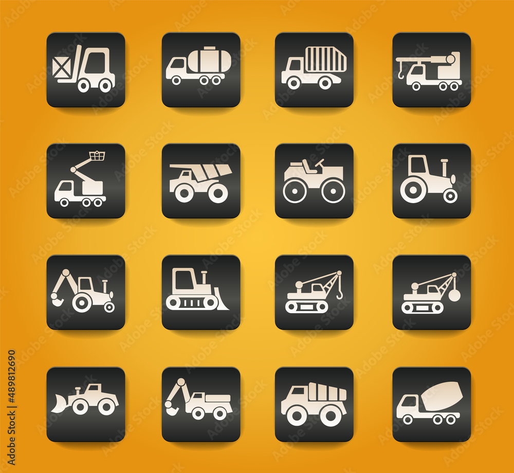 industrial transport icon set