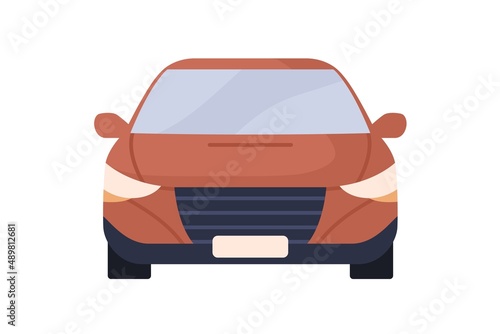 Car front view. Wheeled auto, road motor transport. Modern abstract automobil...