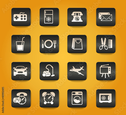 hotel room service icon set