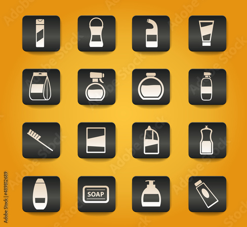 Houshold chemicals icons set