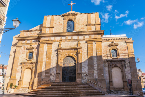 Facade of the Ancient Santa Maria La Cava Church in Aidone, Enna, Sicily, Italy, Europe