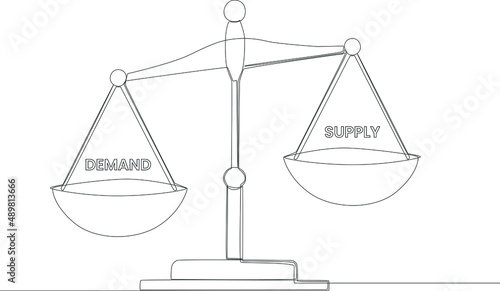 Economic equilibrium is affected by the quantity of goods and their prices. Icons of economics condition. Microeconomics and macroeconomics. Vector illustration.