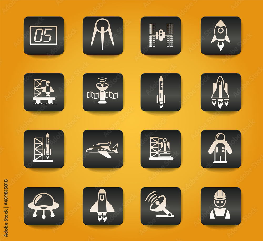 spacecrafts icon set spacecrafts icon set
