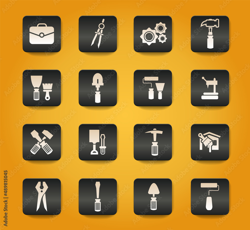 Work tools icons set Work tools icons set