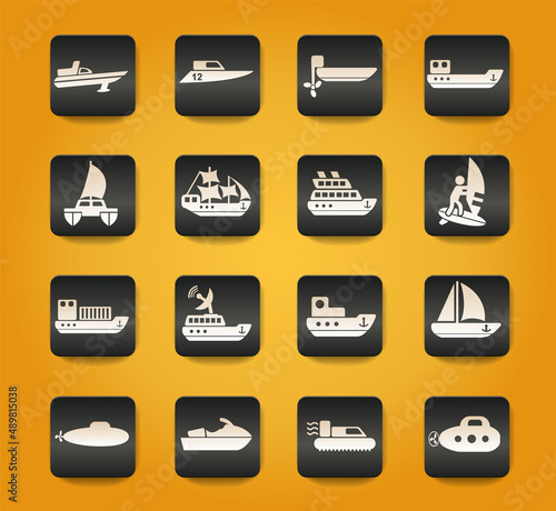 water transport icon set