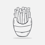 Hand drawn French Fries icon Design Template. vector sketch doodle illustration. Perfect for food element, diet infographics, icons or web design, street restaurants menu