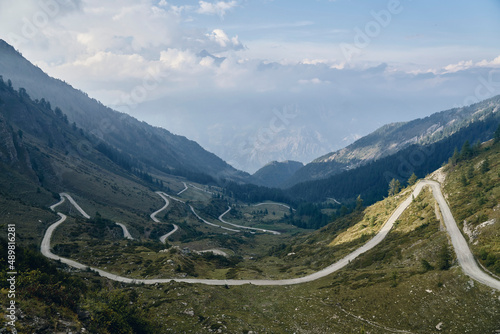 Winding road in mountain, Colle delle Finestre, Turin, Italy photo