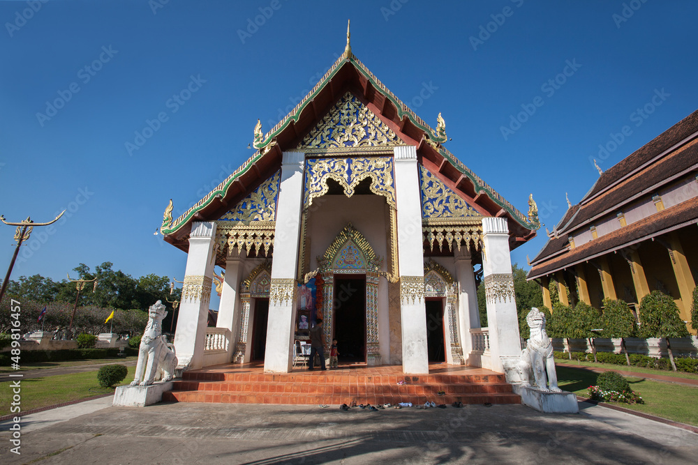 Wat phrathat chang kham Temple in Nan Province, Northern Thailand
