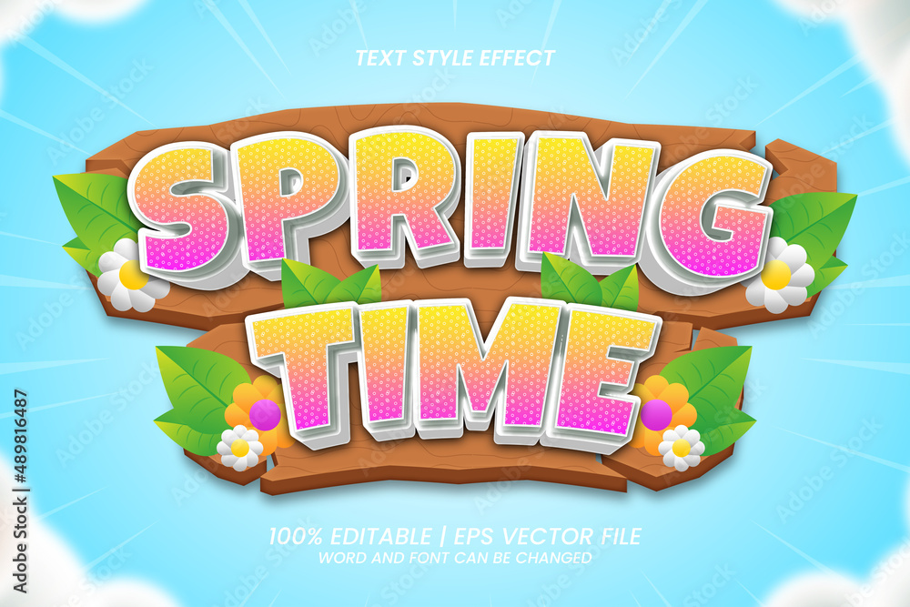 Editable text effect Spring Time 3d Cartoon Game style