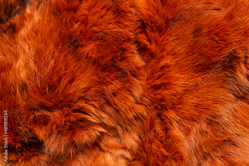 Natural fur of a red rabbit. Background, fur texture.