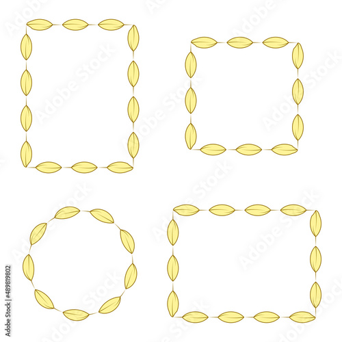 Wheat seeds frames set. Different geometry shape Copy space Decorative vector illustration Design element Isolated on white background