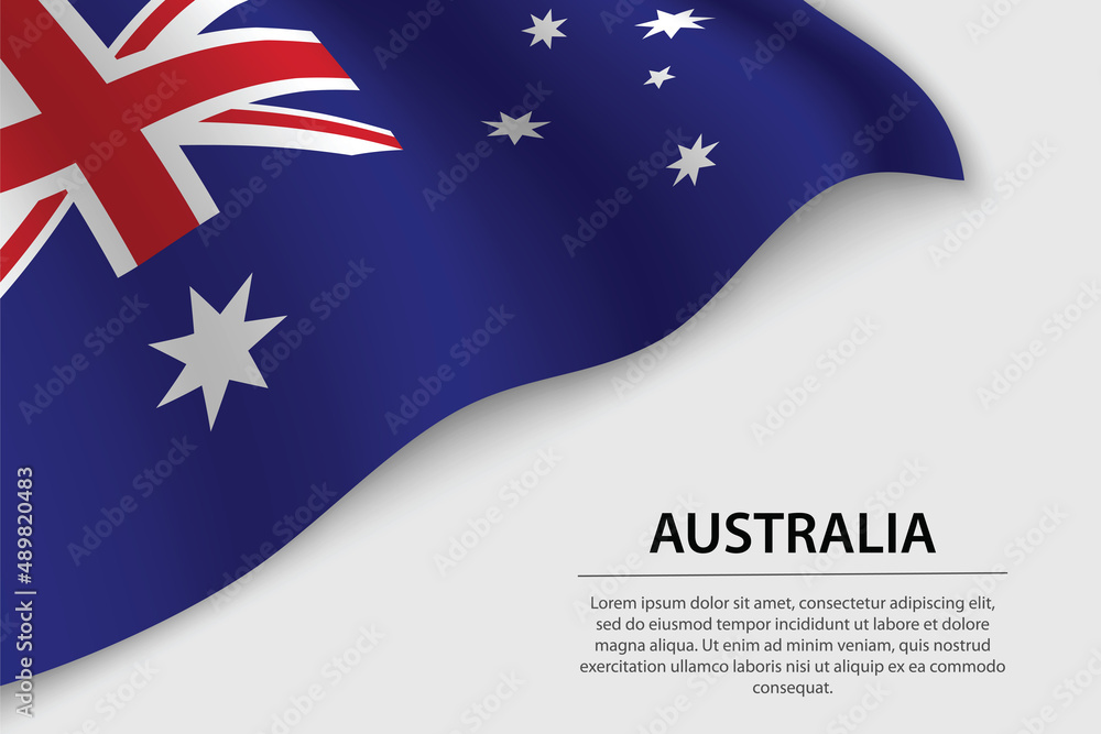 Wave flag of Australia on white background. Banner or ribbon vector template Wave flag of Australia on white background. Banner or ribbon vector template