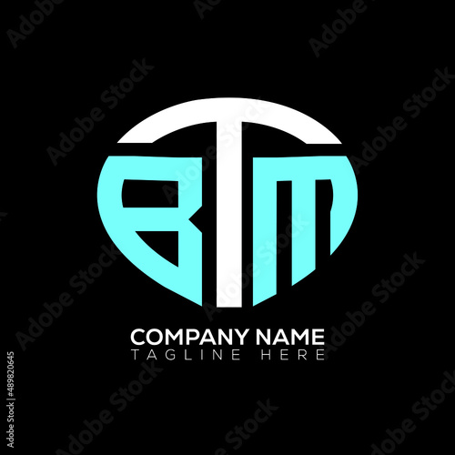 BTM logo monogram isolated on circle element design template, BTM letter logo design on black background. BTM creative initials letter logo concept.  BTM letter design. photo