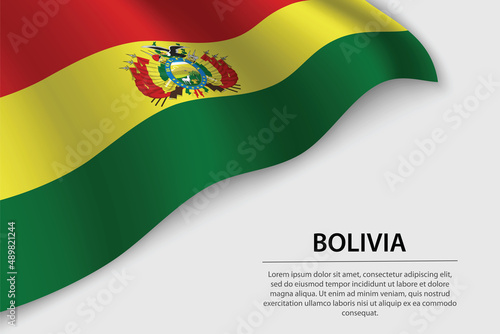 Wave flag of Bolivia on white background. Banner or ribbon vector template